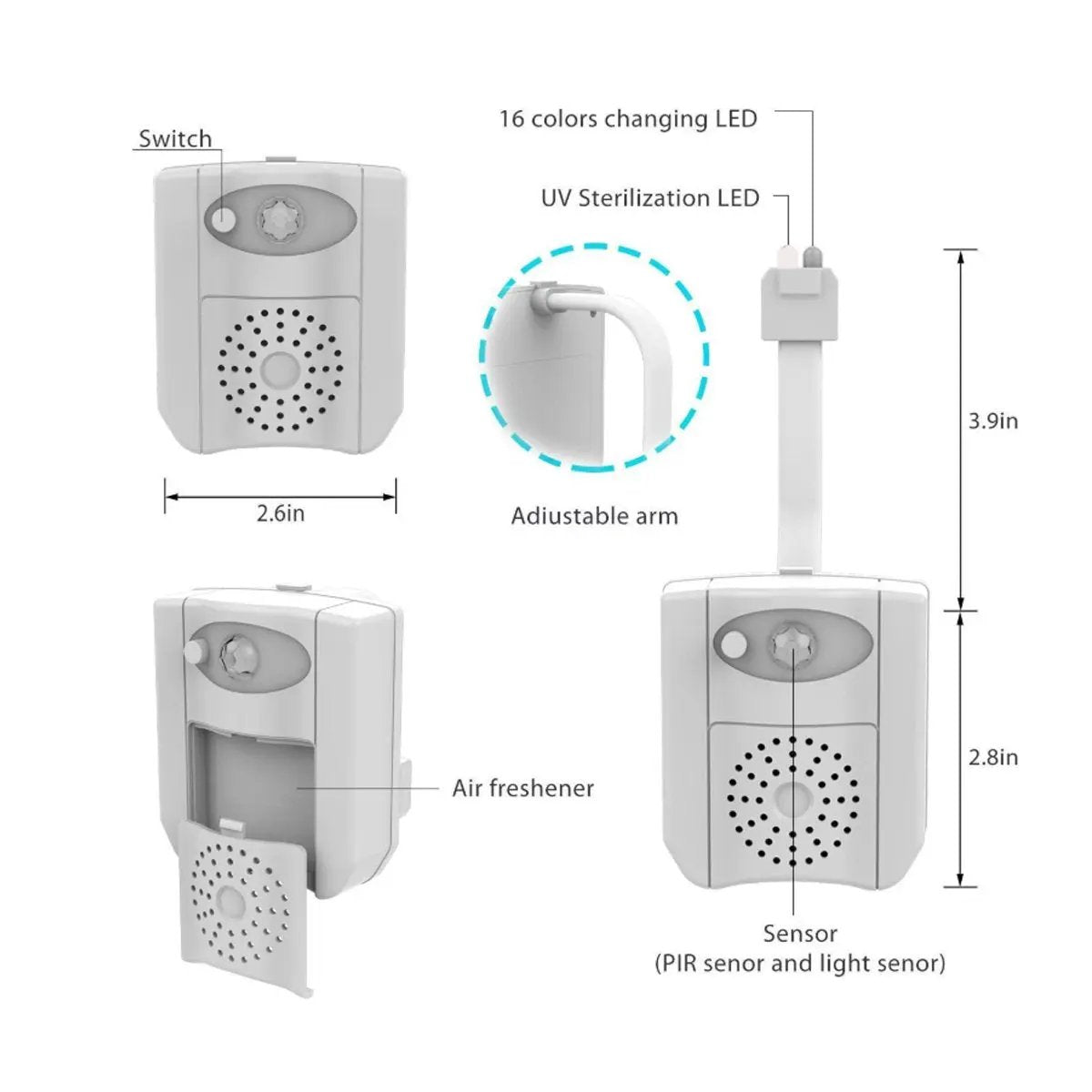 CLEAN BOWL UV Sanitizing Light For Germ Free Toilets With LED Motion Salmon Lucky