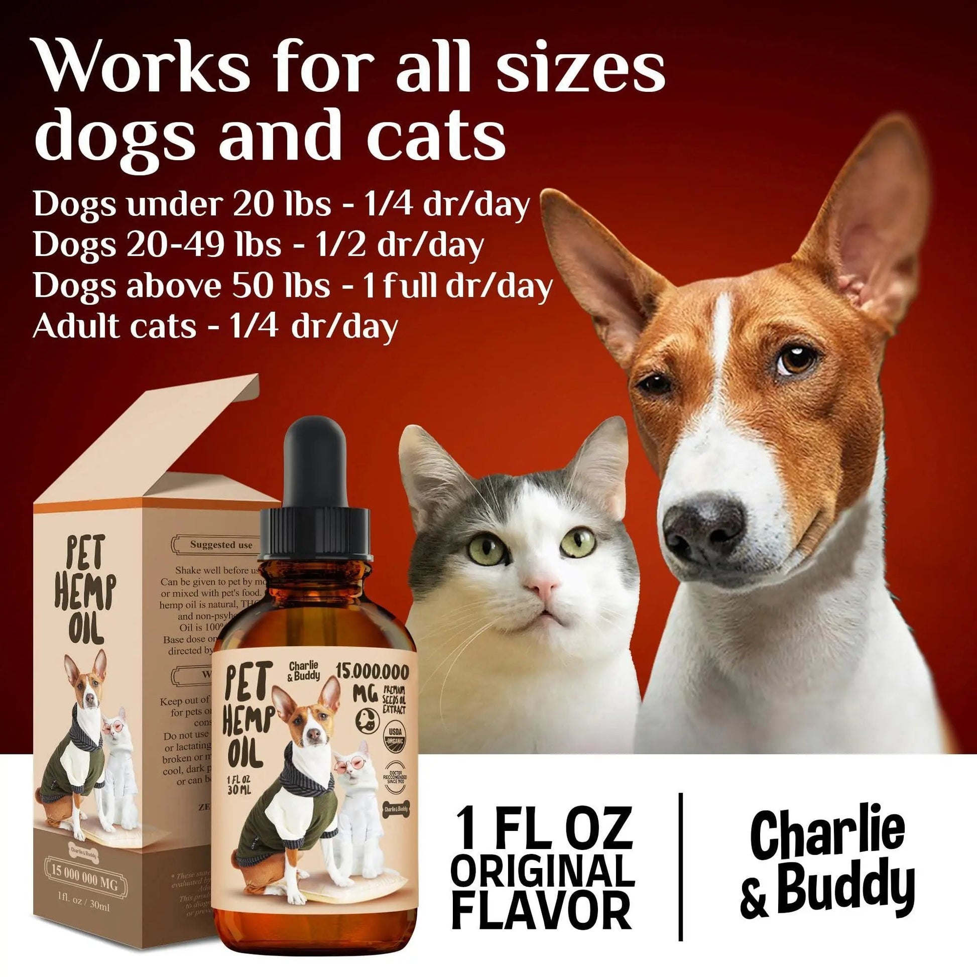 Charlie Buddy   H–µmp Oil for Dogs Cats   Hi—Ä and J–æint Supp–ært and Periwinkle Eros