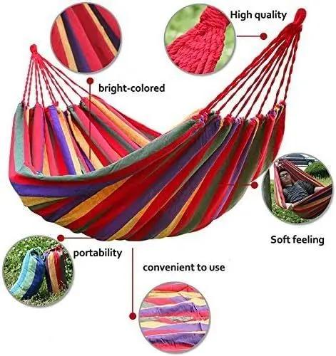 WoneNice™ – Double Cotton Hammock for 2 Persons, Spain Warehouse Carmine Juneberry