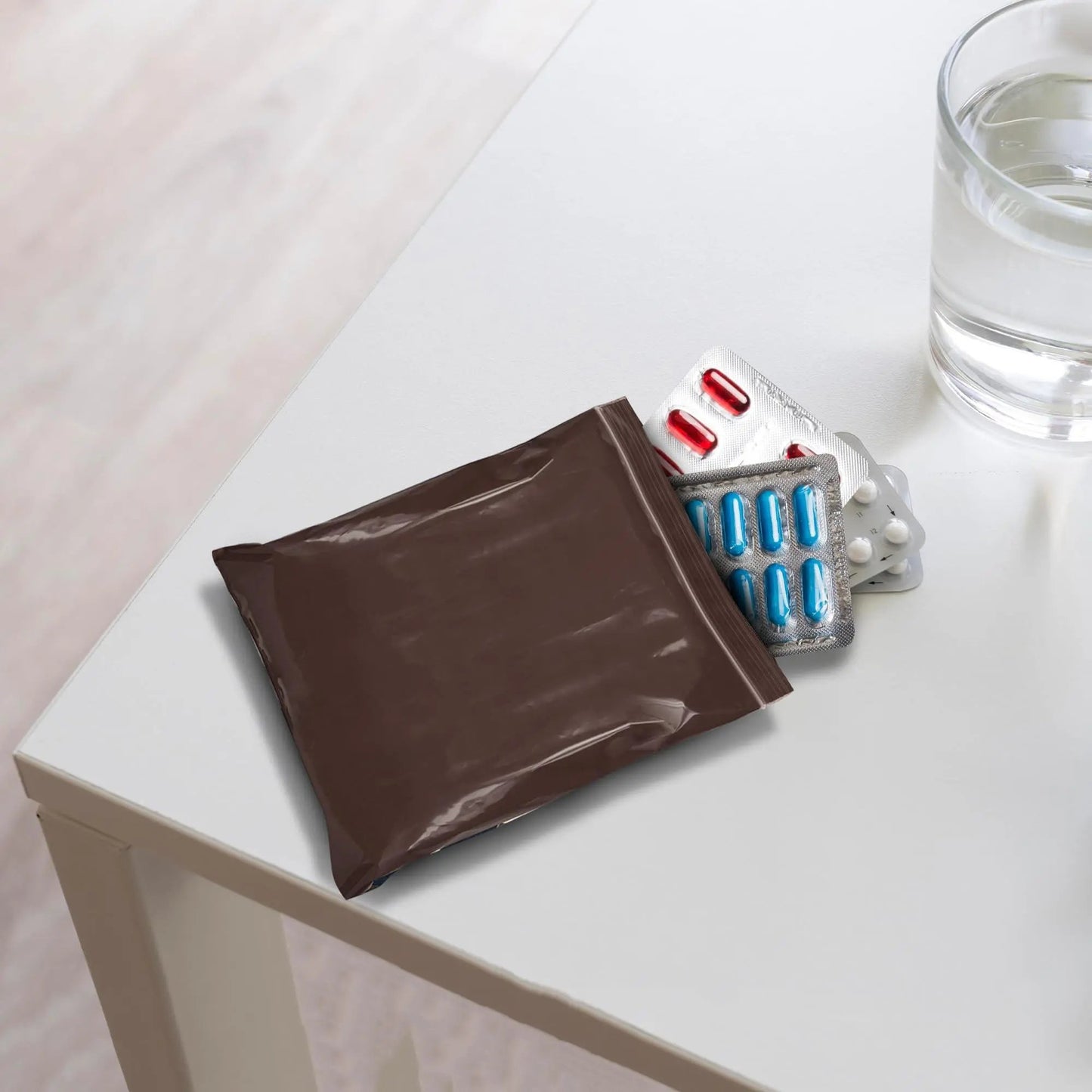 Amber Zip Bags 3 x 5 Brown Poly Zip Bags for Storage 100 Pack