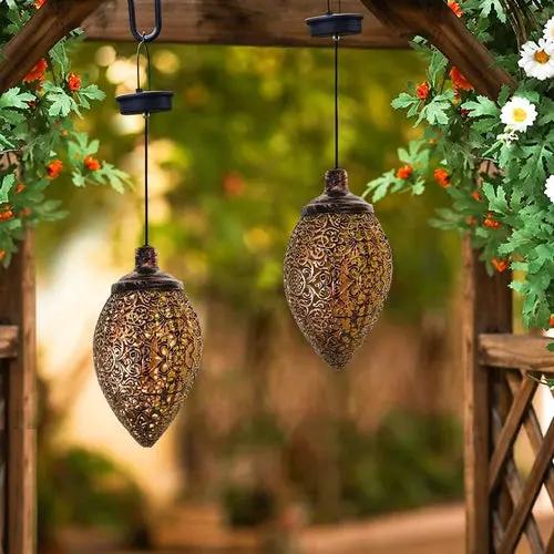 Solar Light LED Lantern Garland Waterproof Hanging Outdoor Fairy Light Pink Iolaus