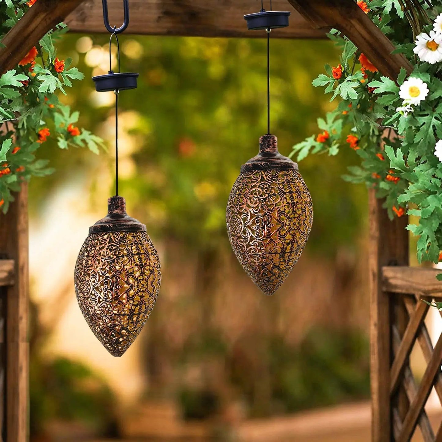 Solar Light LED Lantern Garland Waterproof Hanging Outdoor Fairy Light Pink Iolaus