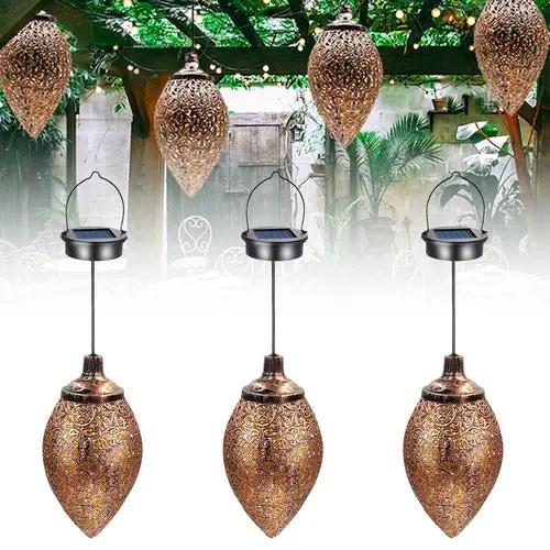 Solar Light LED Lantern Garland Waterproof Hanging Outdoor Fairy Light Pink Iolaus