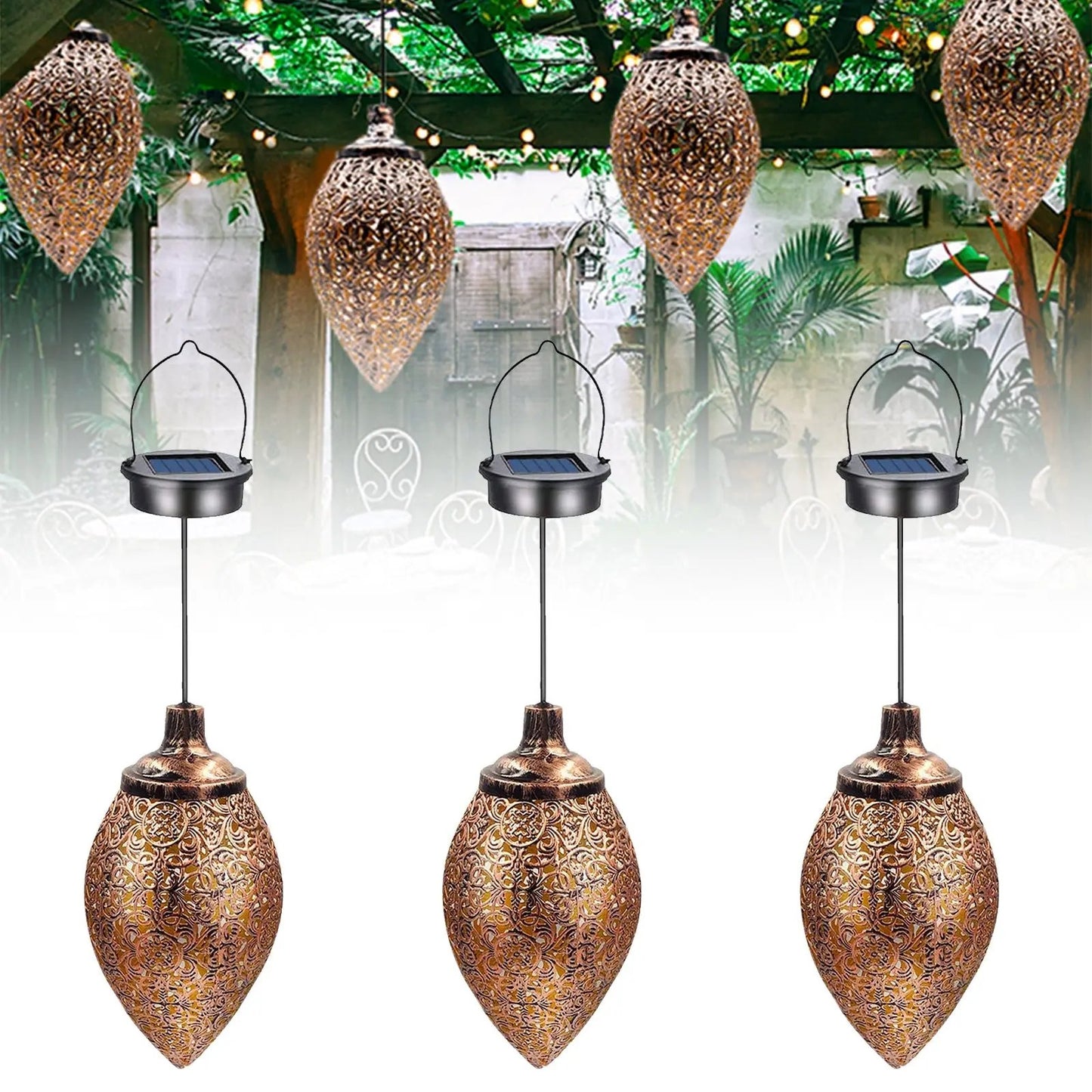 Solar Light LED Lantern Garland Waterproof Hanging Outdoor Fairy Light Pink Iolaus
