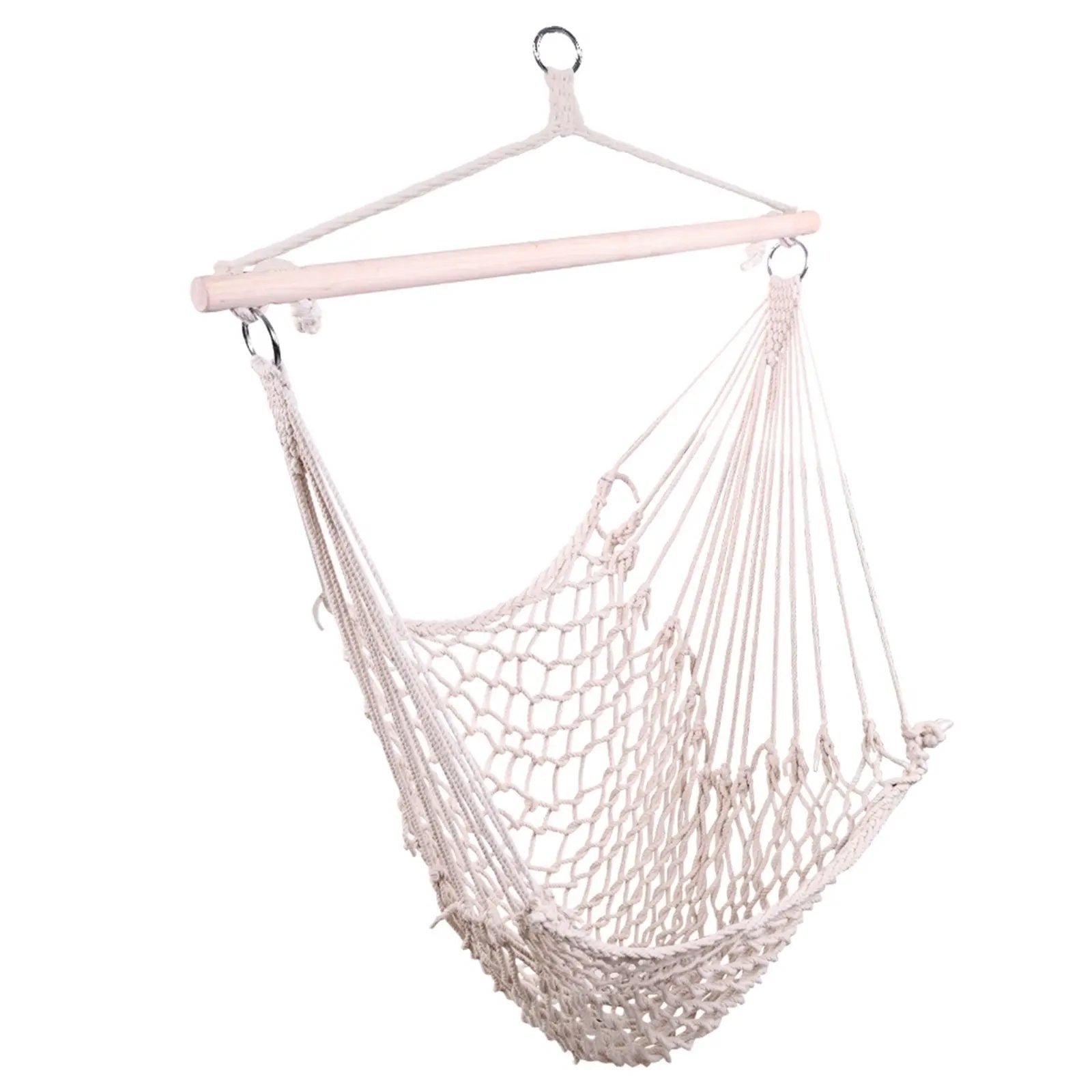 SolunaWeave™ – Cotton Rope Hanging Chair (Beige) Carmine Juneberry