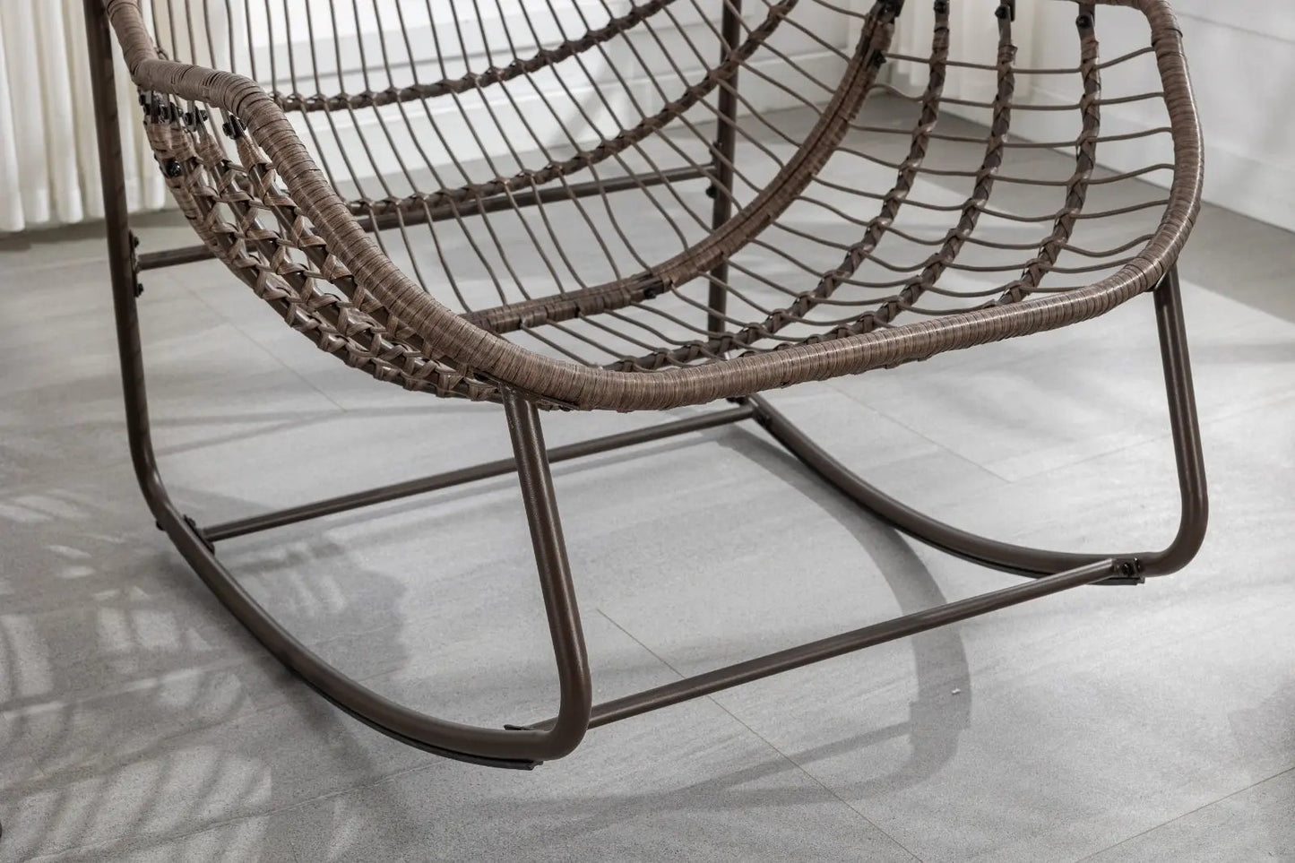 LuneluX_Home – Outdoor Rocking Lounge Chair with Cushion (Grey) Carmine Juneberry