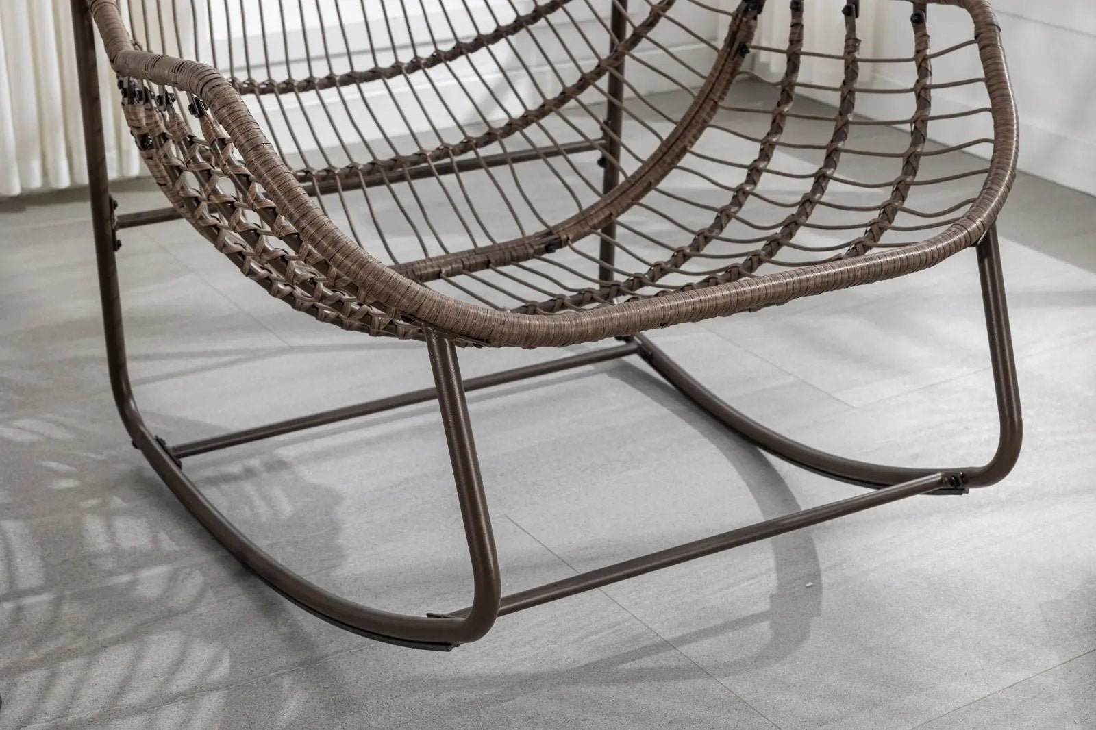 LuneluX_Home – Outdoor Rocking Lounge Chair with Cushion (Grey) Carmine Juneberry