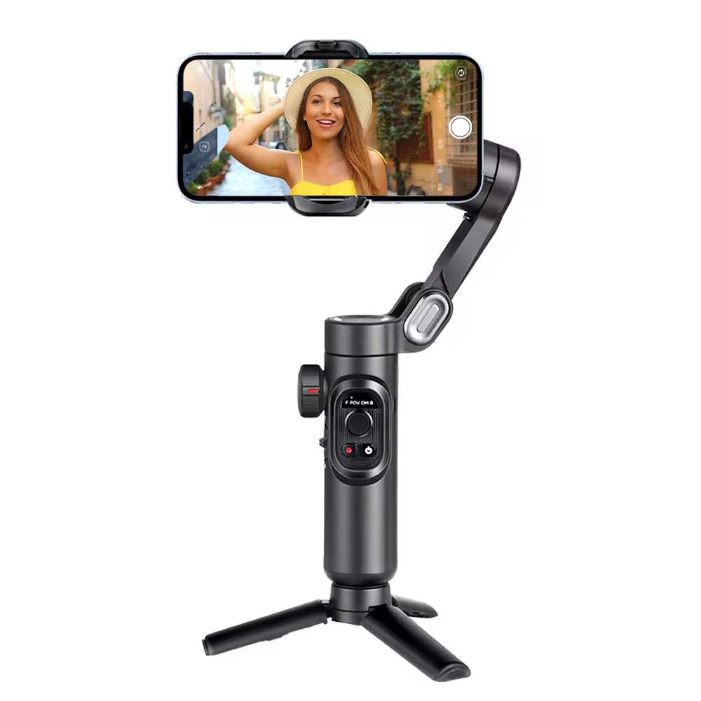 AOCHUAN 3-Axis handheld smartphone gimbal stabilizer with fill light and tripod for smooth video and face tracking