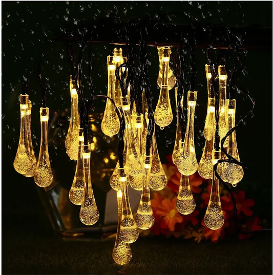 30 Leds Outdoor Solar Water Drop Light String Garden Landscape Lamp Pink Iolaus