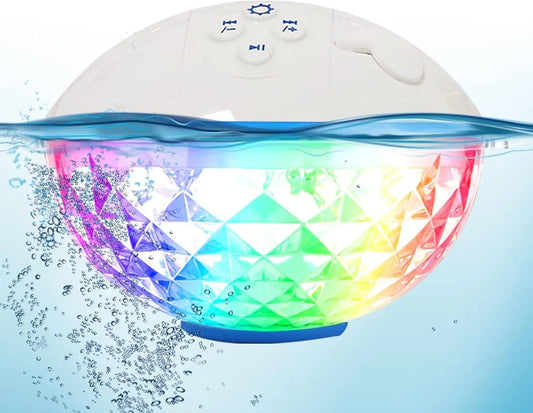 Floating pool Bluetooth speaker with LED lights and waterproof design