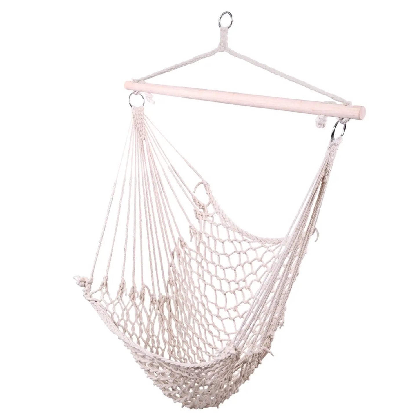 SolunaWeave™ – Cotton Rope Hanging Chair (Beige) Carmine Juneberry