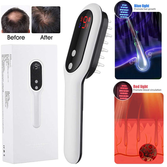 Laser Scalp Massager Comb with red and blue light phototherapy for hair regrowth and anti hair loss