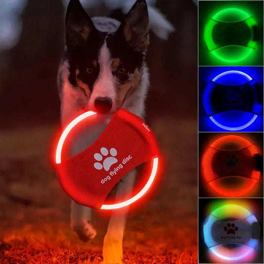 Dog Flying Discs Light Glowing LED LuminousTrainning Interactive Toys Crimson Medea