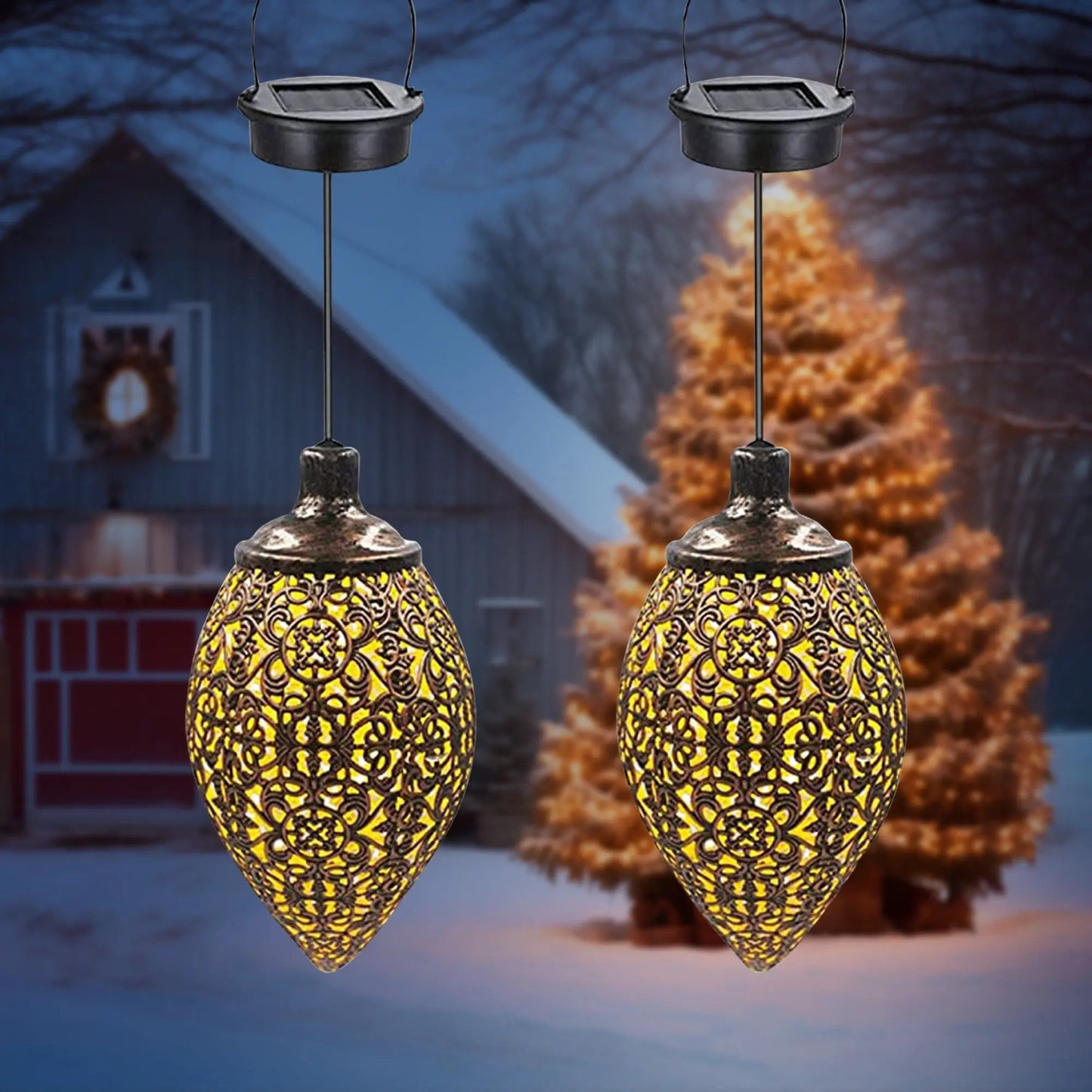 Solar Light LED Lantern Garland Waterproof Hanging Outdoor Fairy Light Pink Iolaus
