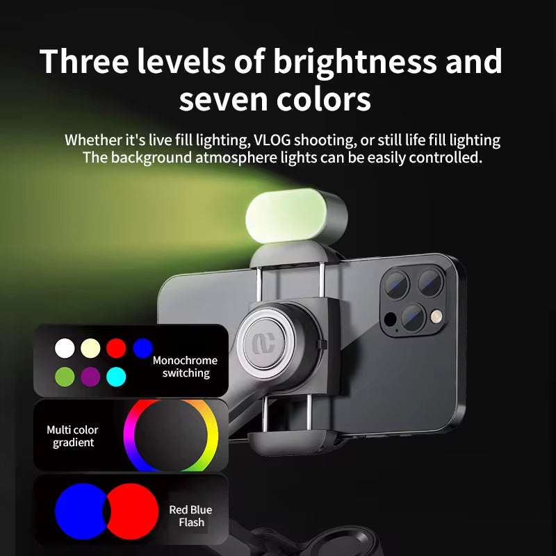 AOCHUAN 3-Axis handheld smartphone gimbal stabilizer with RGB fill light and seven color modes