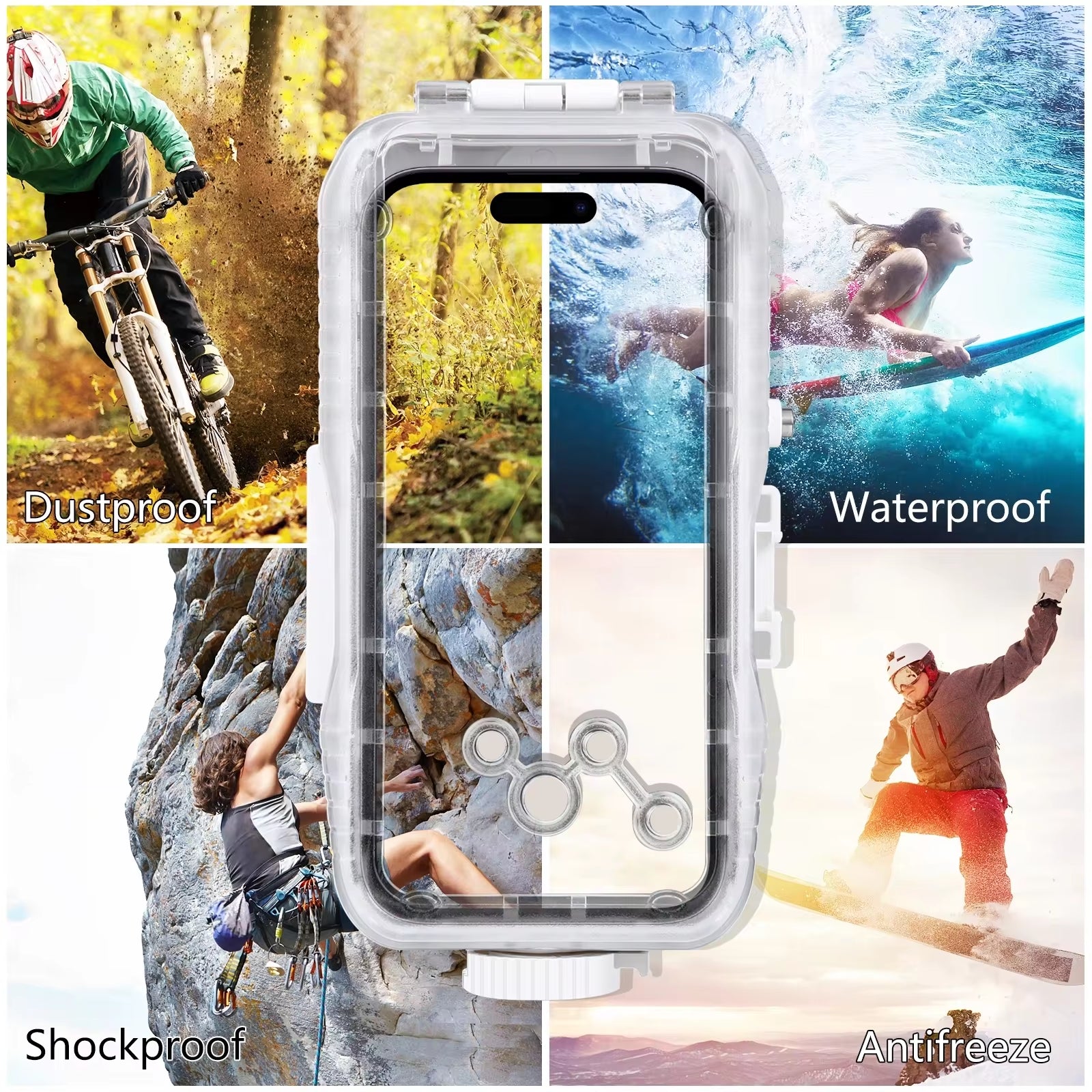 Waterproof diving case for iPhone with dustproof, shockproof, and antifreeze protection for underwater and outdoor adventures