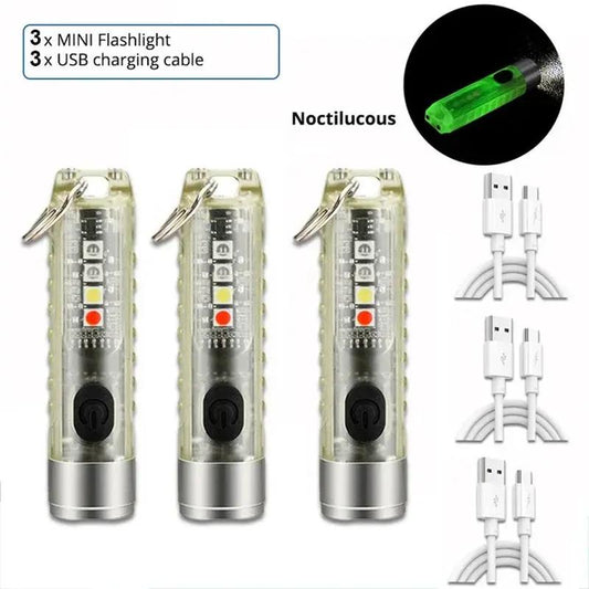 Compact magnet multifunction warning camping flashlights with USB charging cables and noctilucous feature