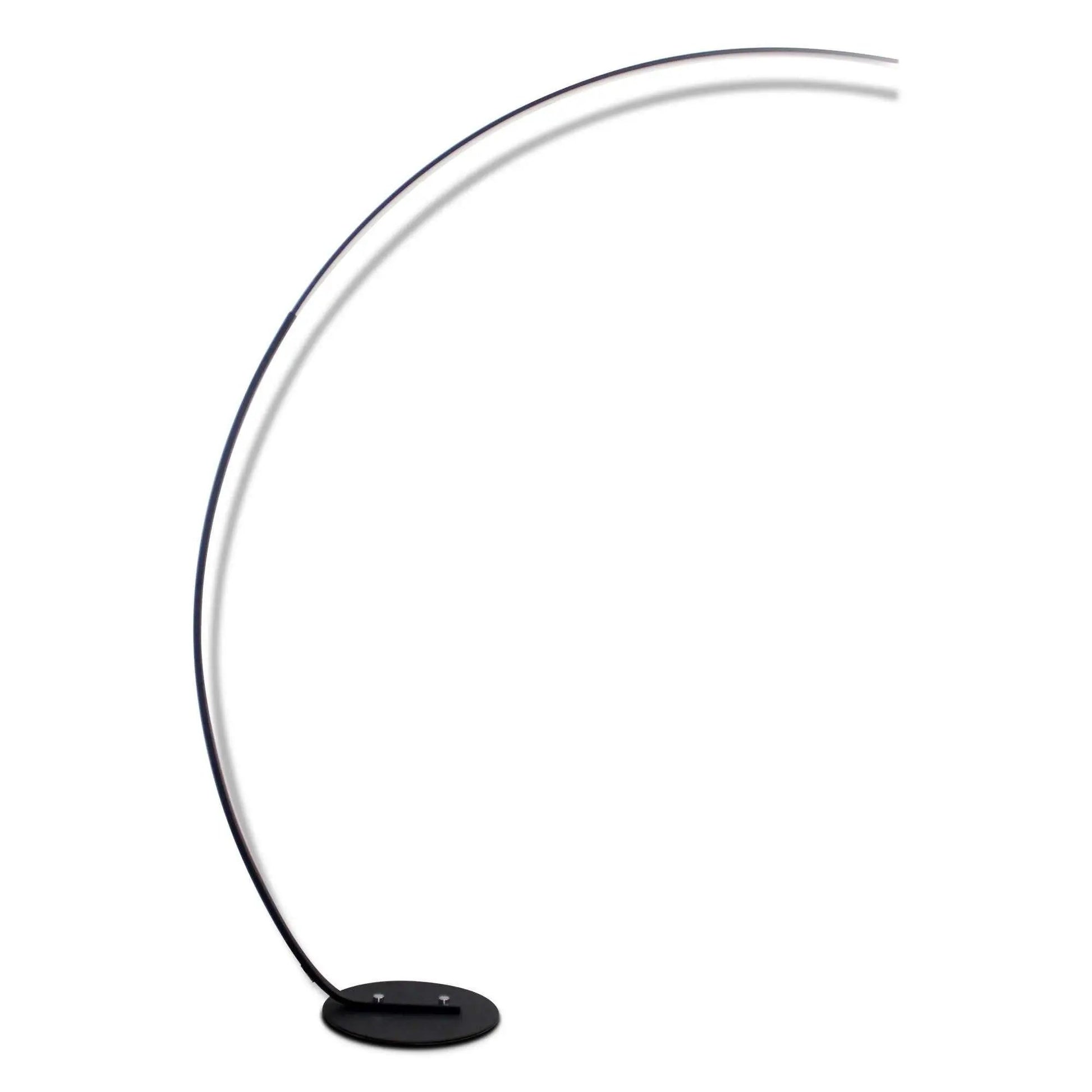 Black RGBW Modern Curve Floor Lamp with metal and aluminum body, LED dimmable light, remote control, 16 million colors, and 358 light effects