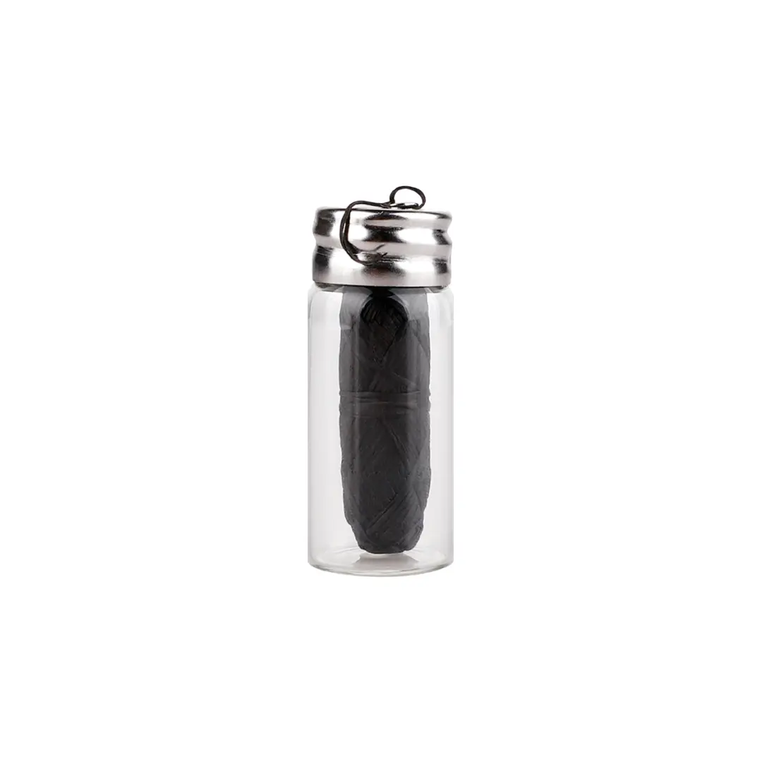 Charcoal Dental Floss in Glass Bottle Yellow Lavender