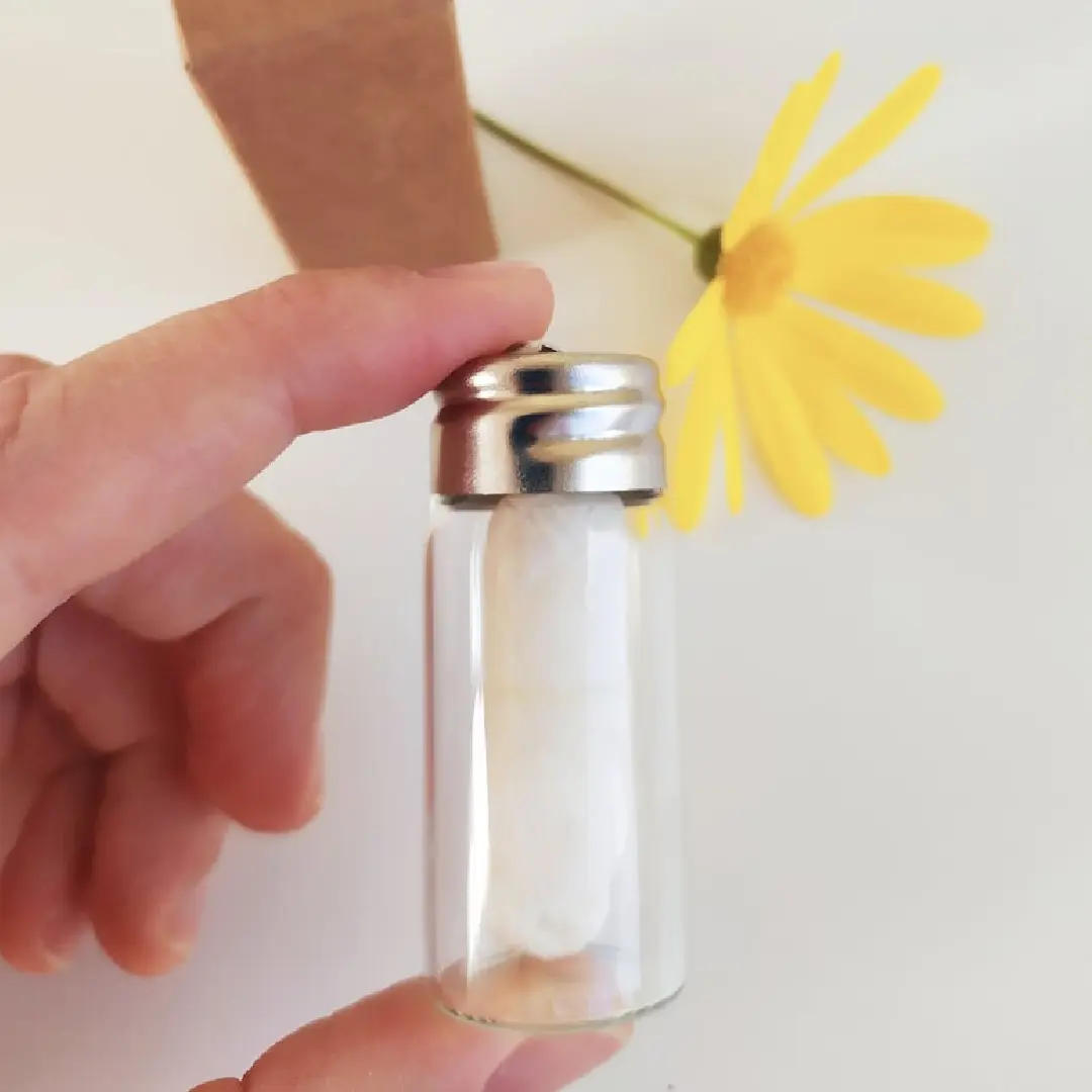 Charcoal Dental Floss in Glass Bottle Yellow Lavender