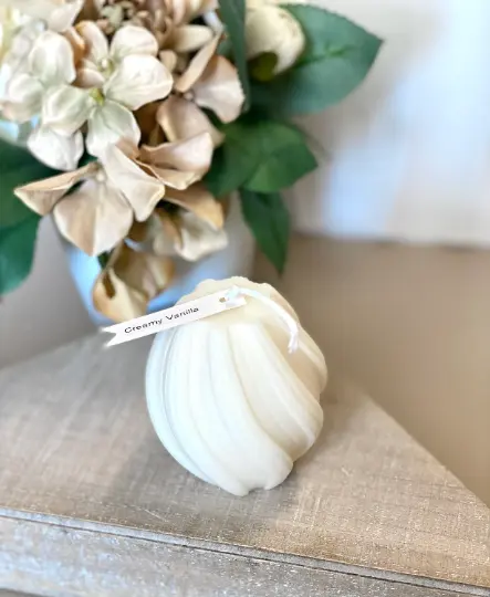 Ribbed Twirl Candle - Handcrafted Soy Wax Decorative Accent