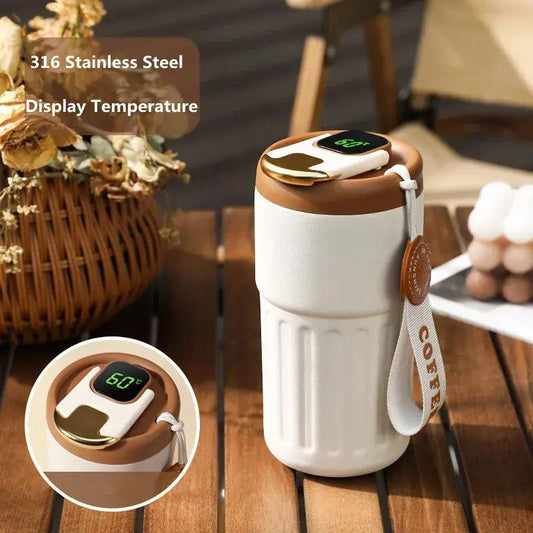 Smart Thermos Bottle Water Digital LED Temperature Coffee Cup 316 Rose Oscar