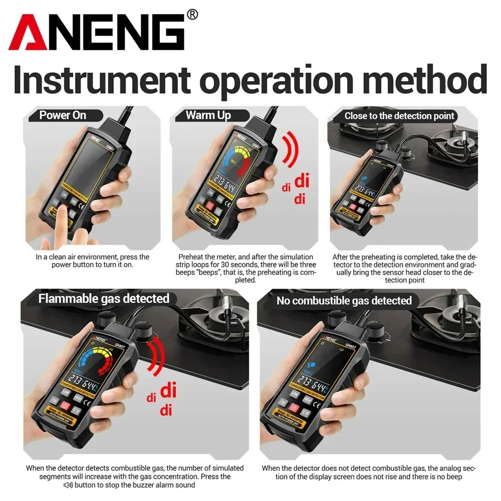 GN807 Combustible Gas Detector Natural Gas Coal Gas Leakage Alarm PPM
