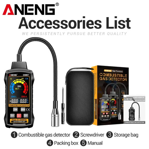 GN807 Combustible Gas Detector Natural Gas Coal Gas Leakage Alarm PPM