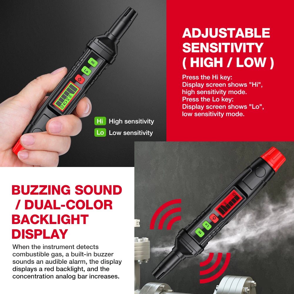 HT61 Gas Leak Detector Gas Analyzer Pen Type Mini Portable PPM Meter