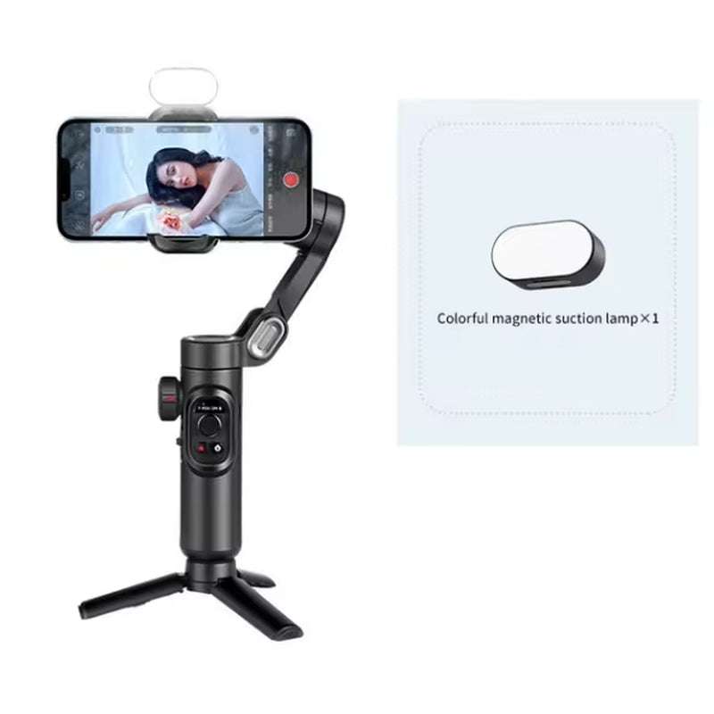 AOCHUAN 3-Axis handheld smartphone gimbal stabilizer with magnetic RGB fill light and tripod stand for smooth video and face tracking