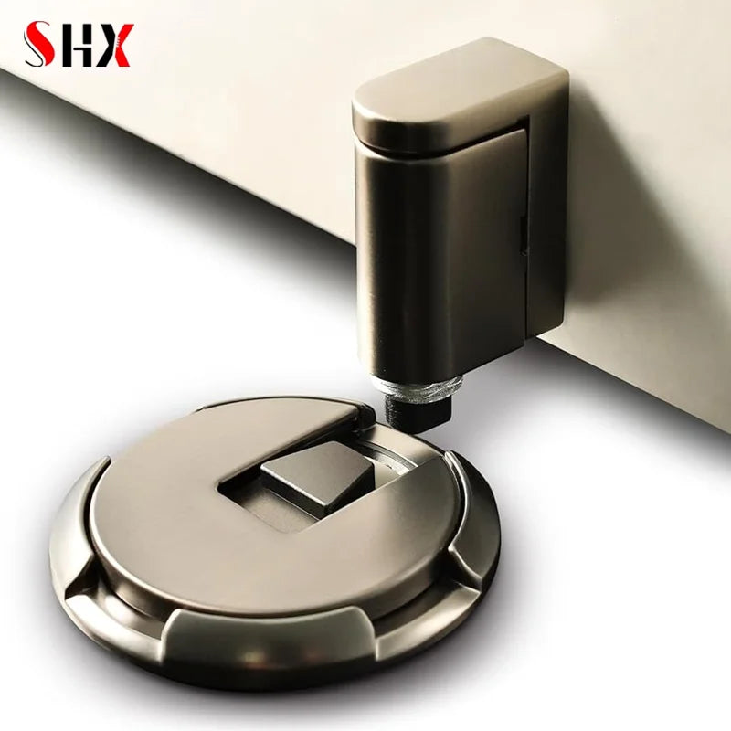 Windproof door stopper in oil rubbed bronze finish preventing door closing and protecting floors and walls