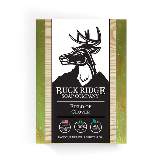 Field of Clover handmade soap by Buck Ridge with natural, vegan ingredients and fresh clover scent
