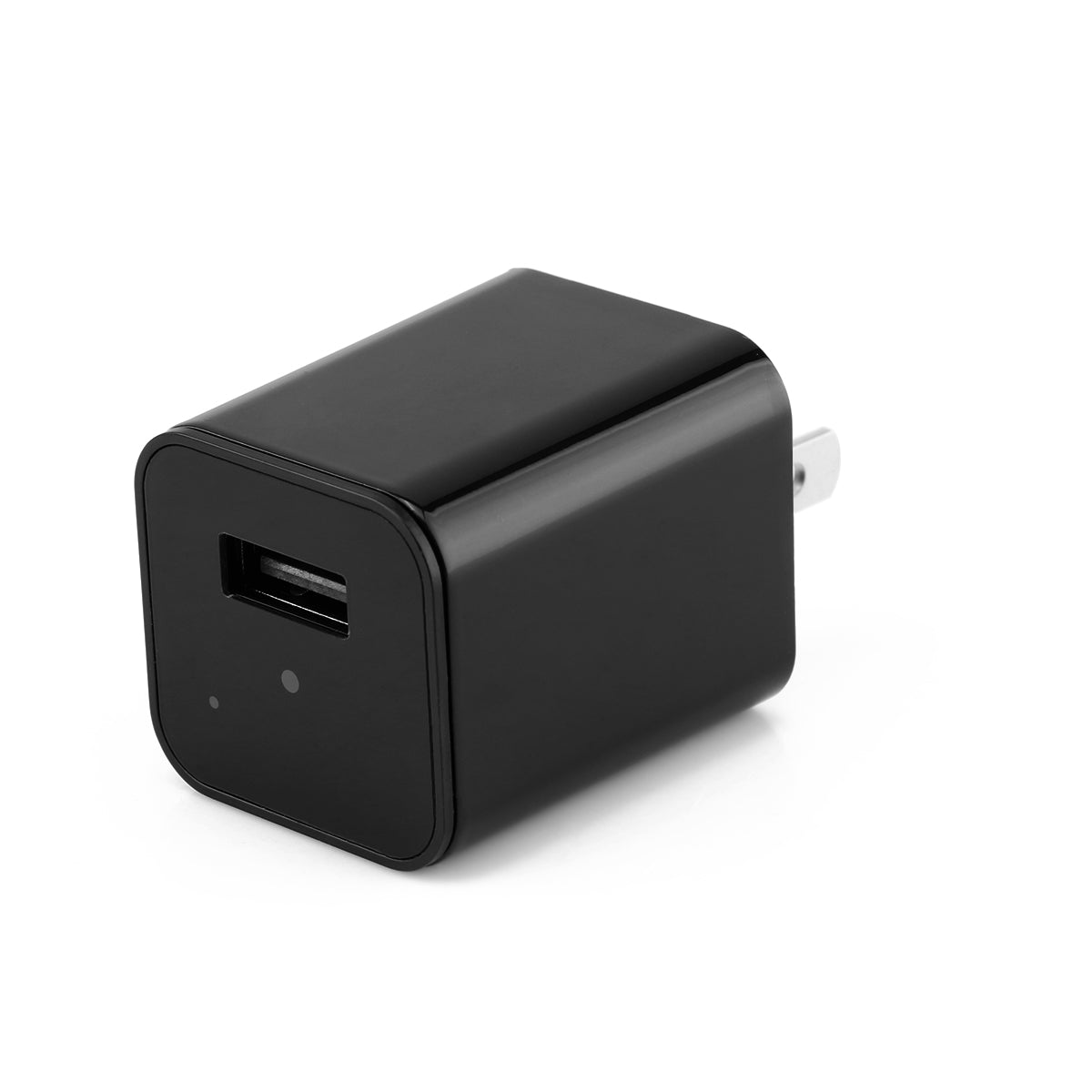 Black HD 1080P hidden camera USB charger for home security and covert video recording