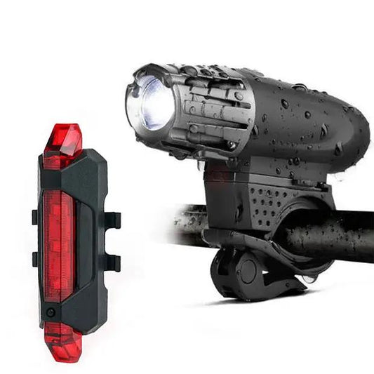 USB Rechargeable Head & Tail Light Set, 4 Modes, LED Ivory Coeus