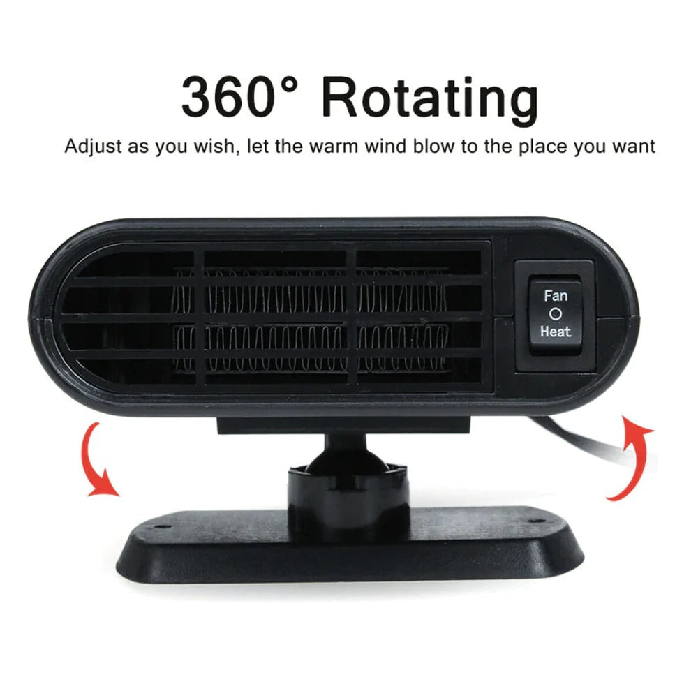 Powerful car heater and fan defroster 500W with 360-degree rotation and dual heating cooling functions