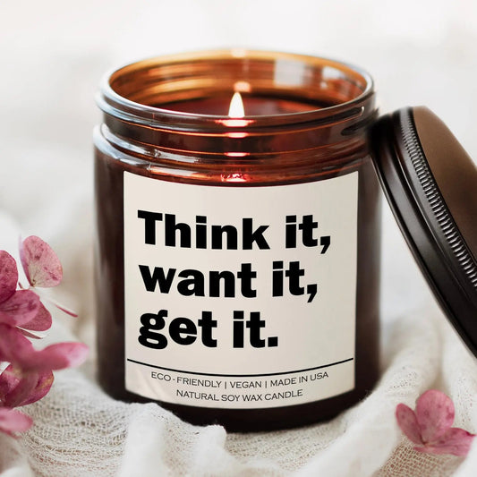 Think it want it get it Candle Red Alcestis