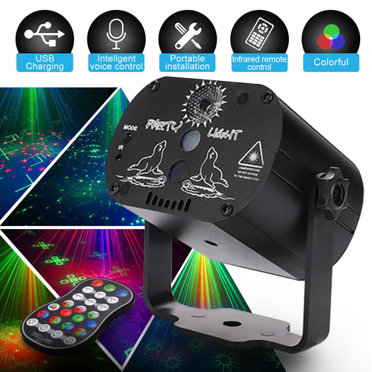 Mini RGB Disco Light LED Laser Stage Projector Teal Simba