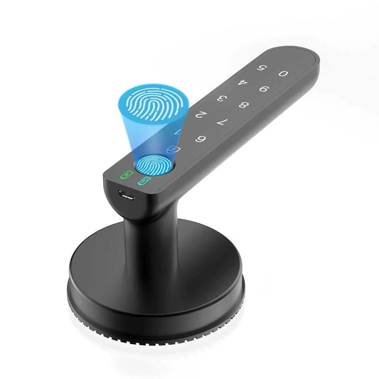 Smart Fingerprint Door Lock biometric keyless entry door knob with keypad and USB emergency backup for home security