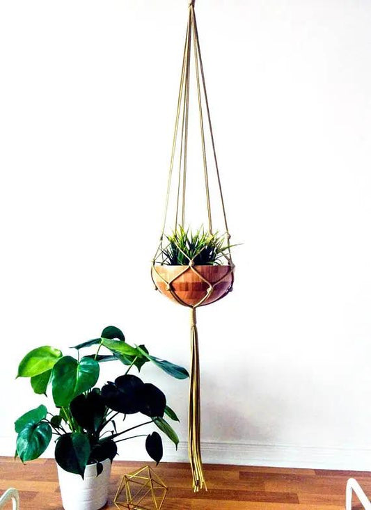 Macrame Plant Hanger, Hanging Planter Silver Simba