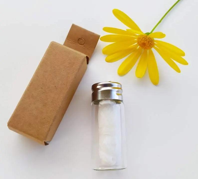 Charcoal Dental Floss in Glass Bottle Yellow Lavender