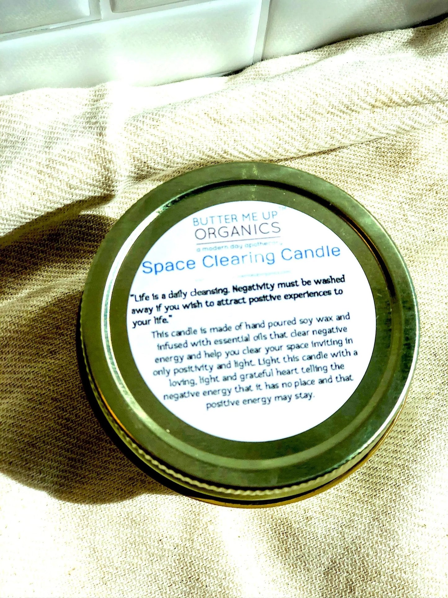 Space Clearing Candle/ Intention Candle / Organic Soy Candle / Candle White Smokey