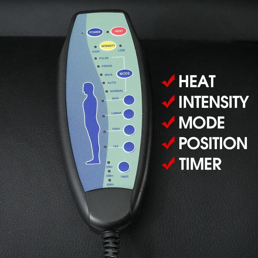 Remote control for electric massage chair with heat, intensity, mode, position, and timer settings