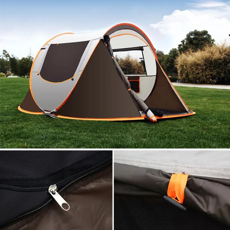 Large Capacity 4 to 5 Persons Automatic Pop Up Camping Tent Yellow Pandora
