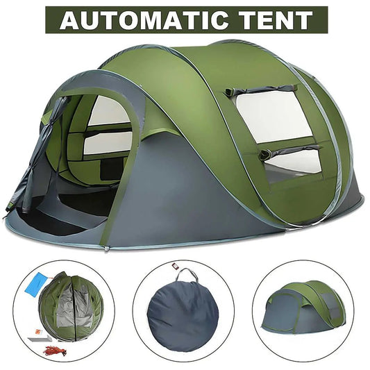 Large Capacity 4 to 5 Persons Automatic Pop Up Camping Tent Yellow Pandora