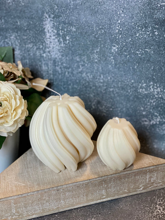 Ribbed Twirl Candle - Handcrafted Soy Wax Decorative Accent