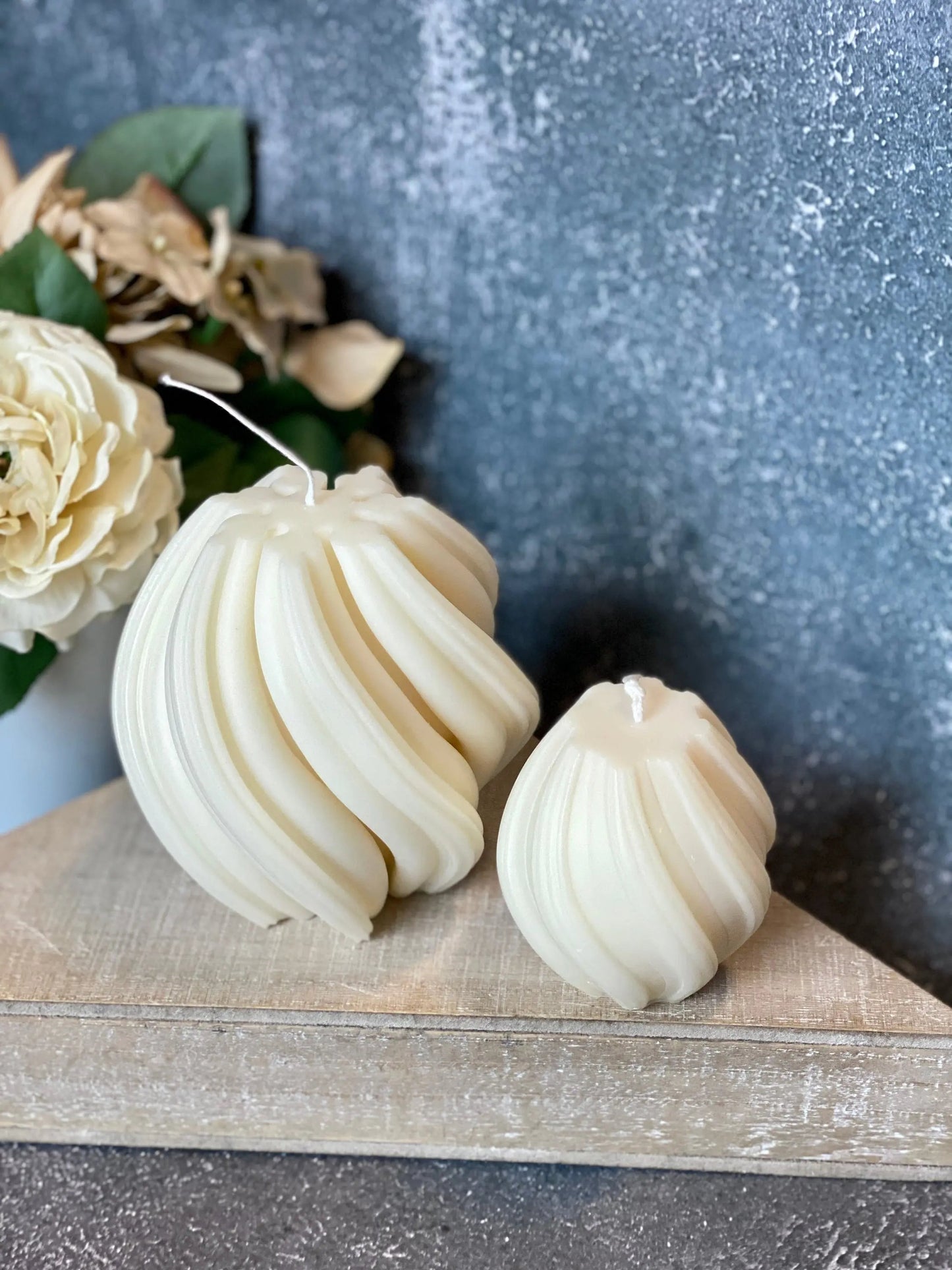 Ribbed Twirl Candle - Handcrafted Soy Wax Decorative Accent