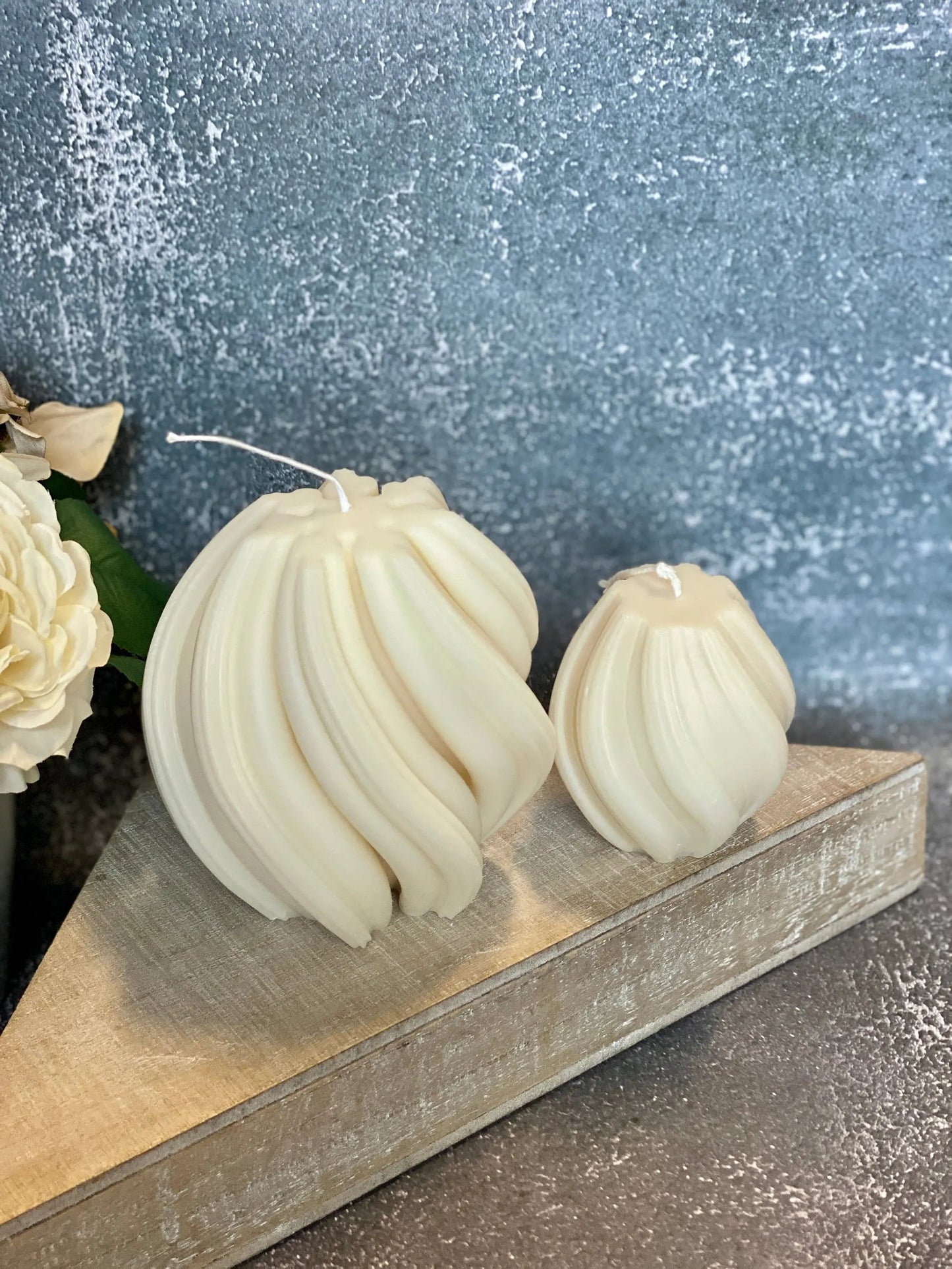 Ribbed Twirl Candle - Handcrafted Soy Wax Decorative Accent