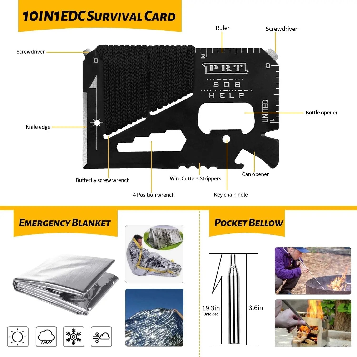 Military Outdoor 60 in 1 Emergency Survival Kit Puce Achilles