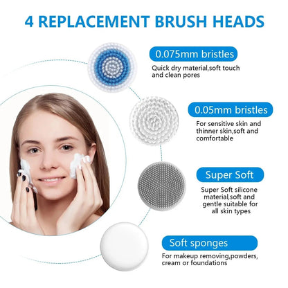 Facial Cleansing Brush, Brush For Exfoliating, IPX7 Waterproof 3 In 1 CJDropshipping