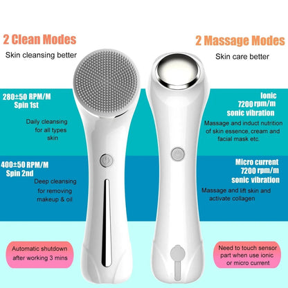 Facial Cleansing Brush, Brush For Exfoliating, IPX7 Waterproof 3 In 1 CJDropshipping
